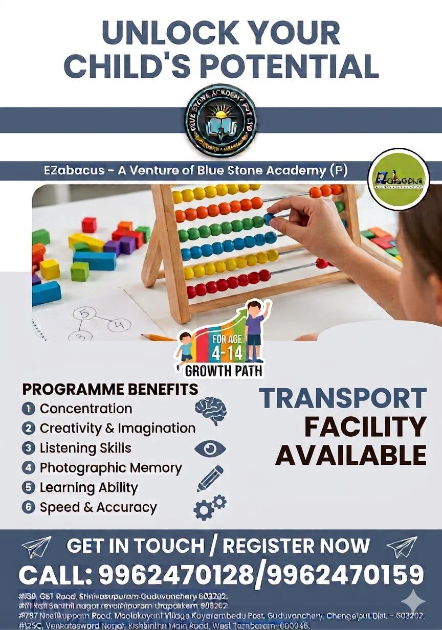 EZabacus programme flyer — Blue Stone Academy