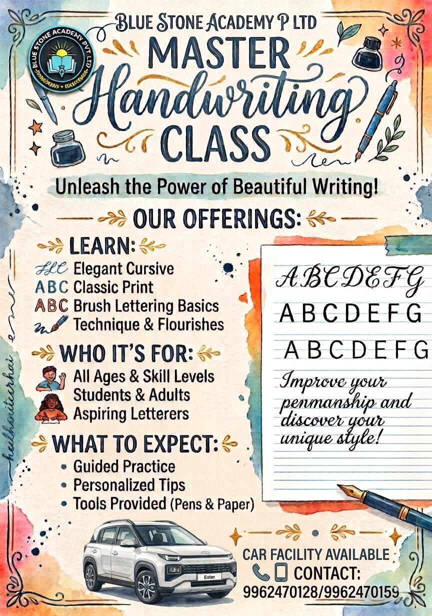 Master Handwriting Class flyer — Blue Stone Academy